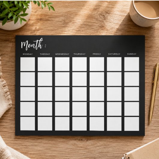 Bloc-note Calendrier mensuel vierge
