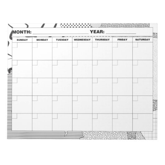 Bloc-note Calendrier noir et blanc motif Galore (Devant)