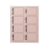 Bloc-note Calendrier personnalisé du planificateur hebdomada (Tourné)