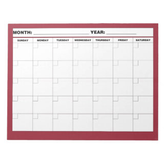 Bloc-note Calendrier vide minimal