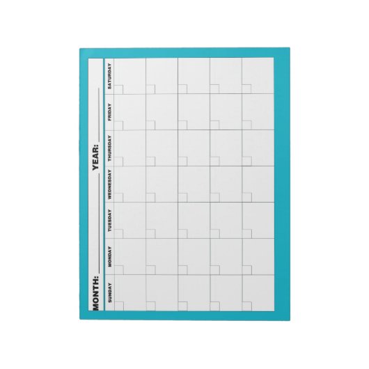 Bloc-note Calendrier vide minimal (Tourné)