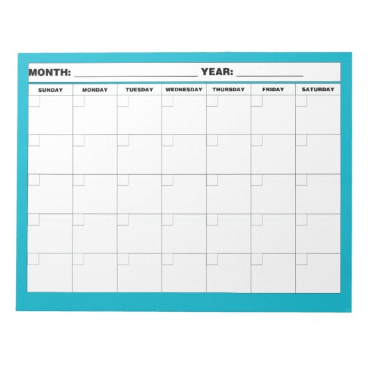 Bloc-note Calendrier vide minimal (Devant)