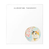 Bloc-note Calico Chat et Fleur de cerisiers | Ajouter Votre  (Devant)