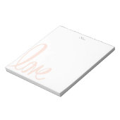 Bloc-note Calligraphie Blush Pink Love Personnalisé (Tourné)
