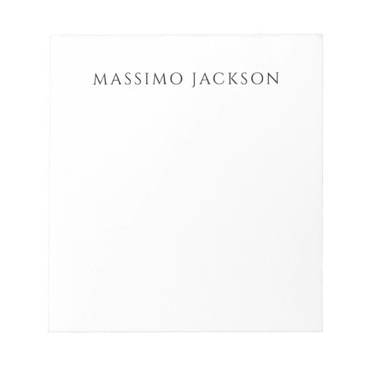 Bloc-note Calligraphie chic simple noir et blanc de nom prop (Devant)