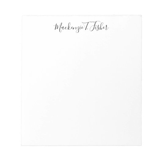 Bloc-note Calligraphie Classique Élégante Noir & Blanc (Devant)