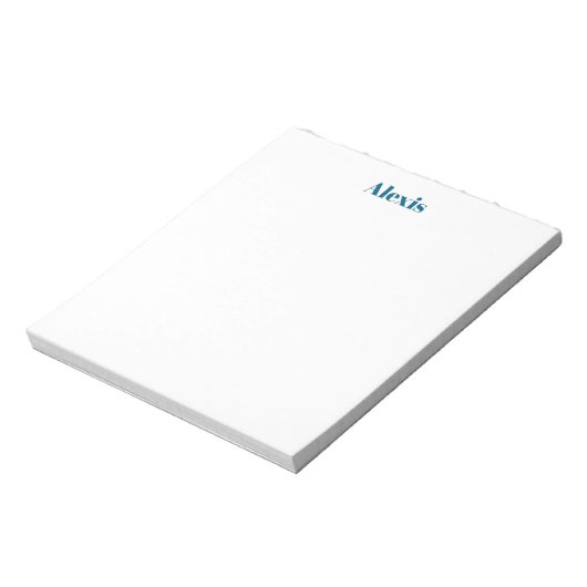 Bloc-note Calligraphie de nom Script Plain Simple Blanc Bleu (Tourné)