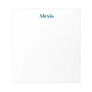 Bloc-note Calligraphie de nom Script Plain Simple Blanc Bleu