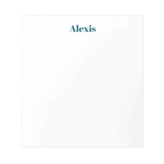 Bloc-note Calligraphie de nom Script Plain Simple Blanc Bleu (Devant)