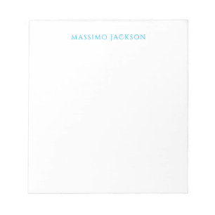Bloc-note Calligraphie de nom Script Plain Simple Blanc Bleu
