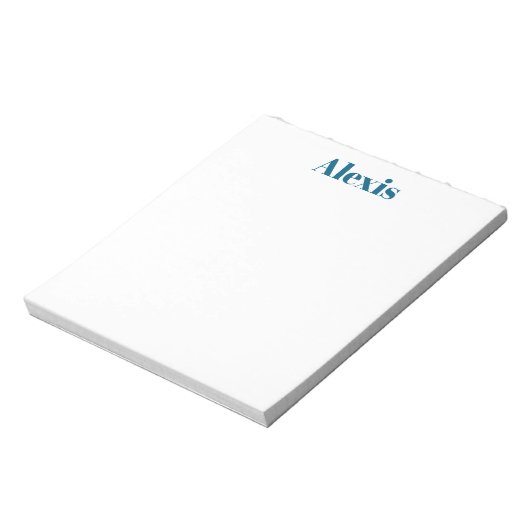 Bloc-note Calligraphie de nom Script Plain Simple Blanc Bleu (Tourné)
