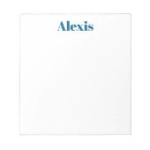 Bloc-note Calligraphie de nom Script Plain Simple Blanc Bleu (Devant)
