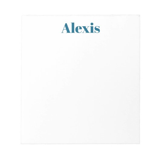 Bloc-note Calligraphie de nom Script Plain Simple Blanc Bleu (Devant)
