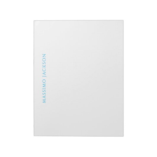 Bloc-note Calligraphie de nom Script simple blanc bleu clair (Tourné)
