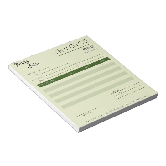 Bloc-note Calligraphie de réception de facture Esthétique (Incliné)