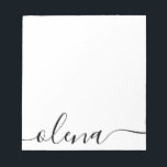Bloc-note Calligraphie de script simple Nom personnalisé<br><div class="desc">Chic et propre avec simple nom front avec style marqueur police manuscrite sur arrière - plan blanc.</div>