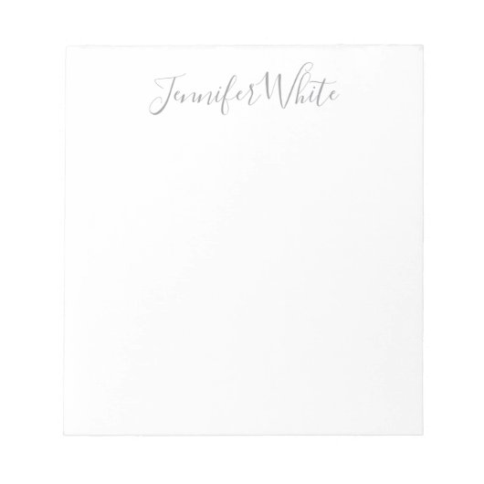 Bloc-note Calligraphie Élégant Gras Rétro Gris Blanc Nom (Devant)