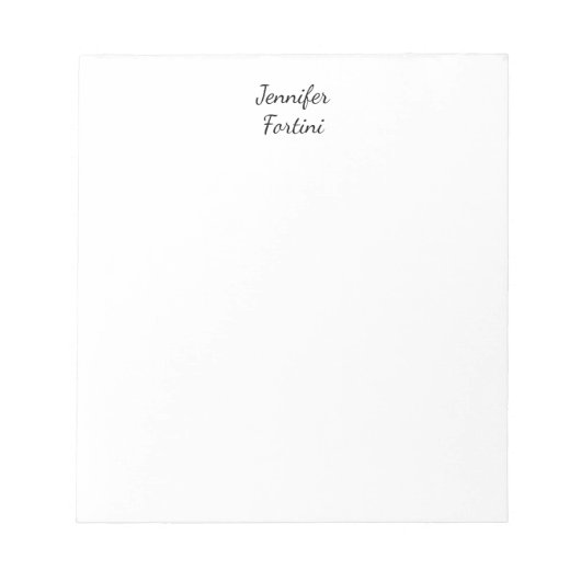 Bloc-note Calligraphie Élégante Noir & Blanc Simple (Devant)