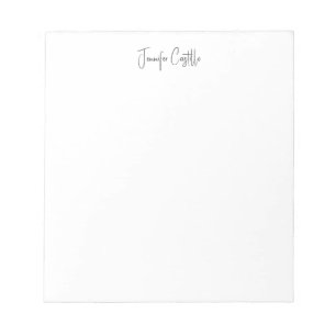Bloc-note Calligraphie minimaliste blanc noir uni