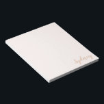 Bloc-note Calligraphie minimaliste personnalisée Nom Blush T<br><div class="desc">Nom de calligraphie minimaliste personnalisée Bloc-notes Tan</div>