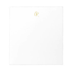 Bloc-note Calligraphie Monogramme Couleur Or Moderne Simple