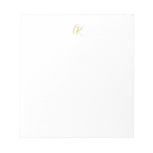 Bloc-note Calligraphie Monogramme Couleur Or Moderne Simple (Devant)