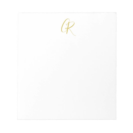 Bloc-note Calligraphie Monogramme Couleur Or Moderne Simple (Devant)