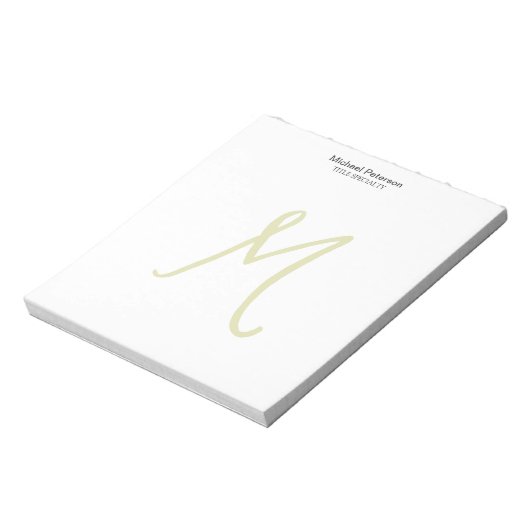 Bloc-note Calligraphie Monogramme Initiale Moderne (Tourné)