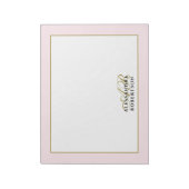 Bloc-note Calligraphie personnalisée rose pastel doré à mono (Tourné)