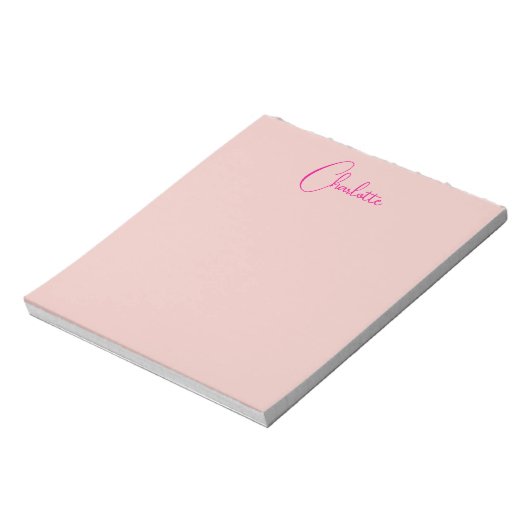 Bloc-note Calligraphie Rose Gold Élégant Simple Nom (Tourné)