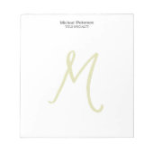 Bloc-note Calligraphie Script Monogramme Initiale Moderne (Devant)