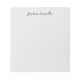 Bloc-note Calligraphie Simple Gris Professionnel Nom