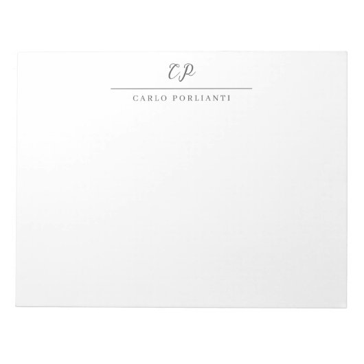 Bloc-note Calligraphie simple moderne avec monogramme person (Devant)