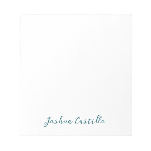Bloc-note Calligraphie Simple Plain Professionnel Nom (Devant)