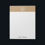 Bloc-note Camel Brown blanc encadré Monogramme initial<br><div class="desc">Camel Brown et blanc encadré Monogramme initial Un arrière - plan solide élégant avec une zone encadrée blanche pour votre monogramme, nom ou autre texte. Vous pouvez également modifier la police de texte, modifier la taille et la couleur de la police, déplacer le texte, etc. Si vous voulez ce design...</div>