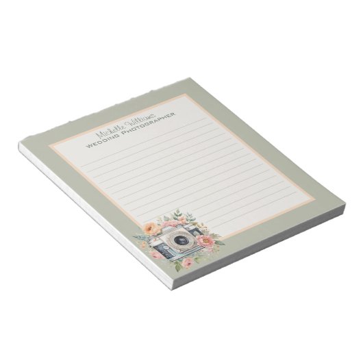 Bloc-note Caméra D'Aquarelle Et Fleurs Rangées (Incliné)