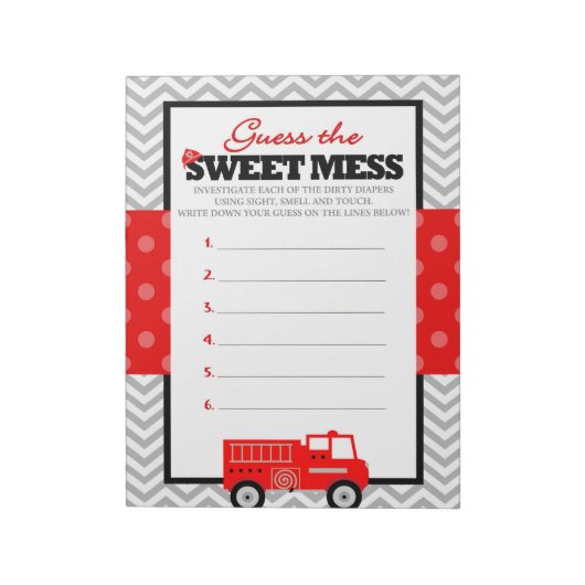 Bloc-note Camion À Feu Devinez La Douce Mess Jeu Réponse (Tourné)