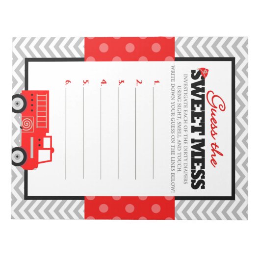 Bloc-note Camion À Feu Devinez La Douce Mess Jeu Réponse (Devant)