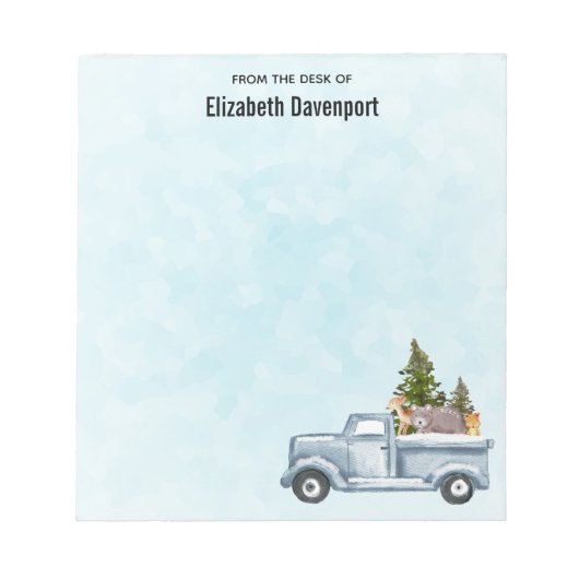 Bloc-note Camion de Noël avec pins et animaux de forêt (Devant)