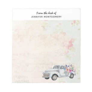 Bloc-note Camion de ramassage vintage Aquarelle rustique