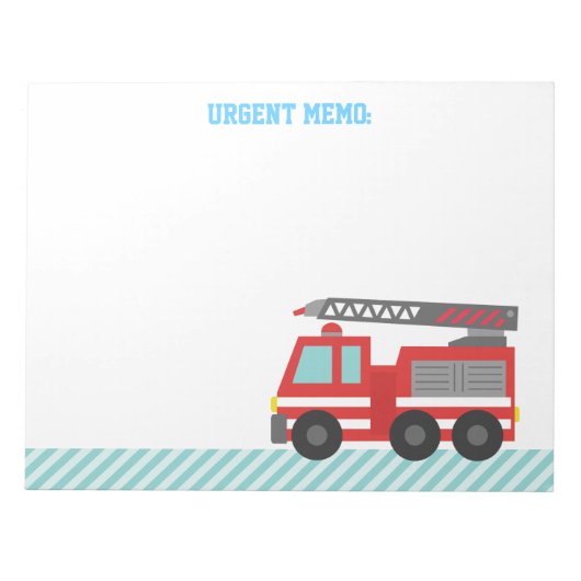 Bloc-note Camion feu rouge mignon pour petits pompiers (Devant)