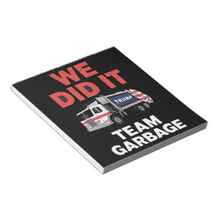 Bloc-note Camion poubelle Trump 2024 On a réussi Équipe poub