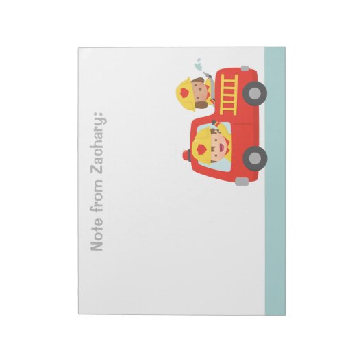 Bloc-note Camion rouge Pompier Pompier Boy et Notepad (Tourné)