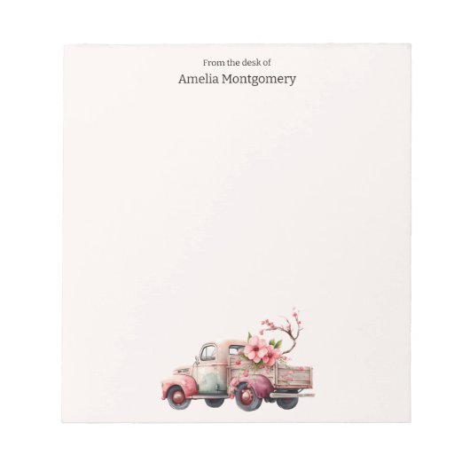 Bloc-note Camion Vintage rose (Devant)