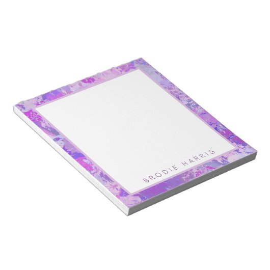 Bloc-note Camo Abstrait tendance rose violet bleu (Incliné)