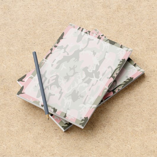 Bloc-note Camo rose et vert, camouflage, militaire, armée