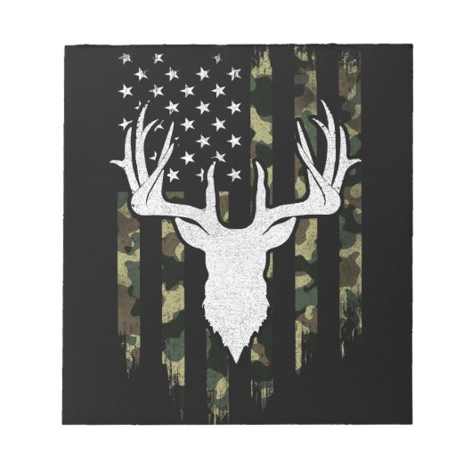 Bloc-note Camo Us Drapeau Cerf Elk Buck Camoflage Chasse (Devant)