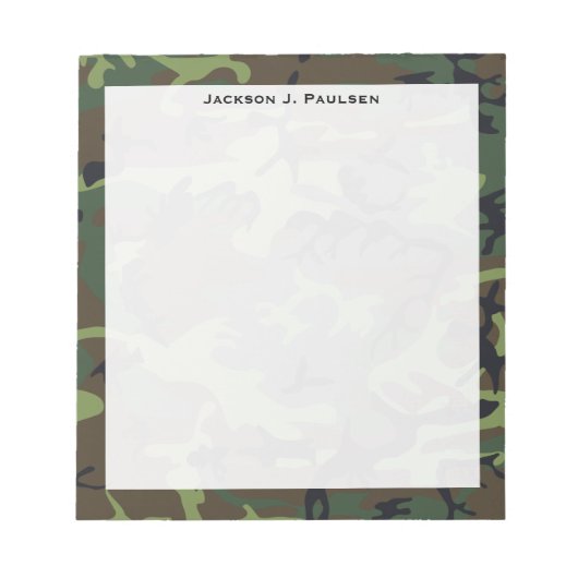 Bloc-note Camouflage vert, marron et noir Monogramme (Devant)