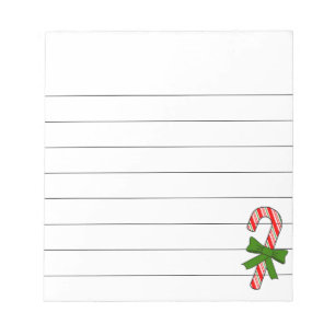 Bloc-note Cane à sucre ruban vert Noël Dessin Ligné