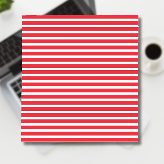 Bloc-note Canne de bonbon rouge et blanc rayé horizontal sim